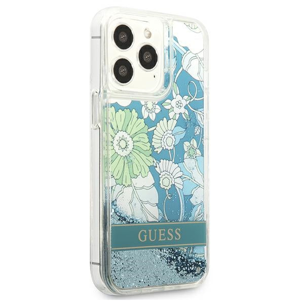 Guess GUHCP13LLFLSN iPhone 13 Pro / 13 6.1&quot; green/green hardcase Flower Liquid Glitter