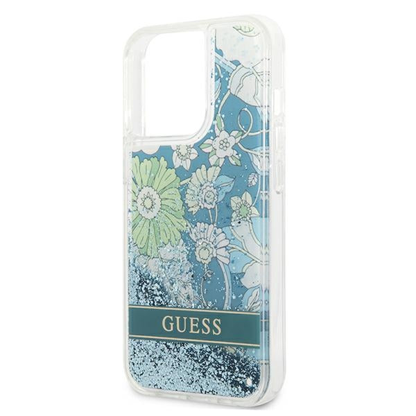 Guess GUHCP13LLFLSN iPhone 13 Pro / 13 6.1" green/green hardcase Flower Liquid Glitter