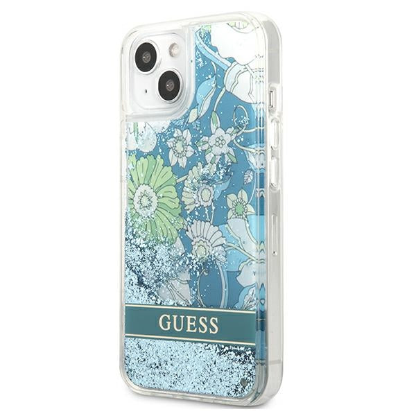 Guess GUHCP13MLFLSN iPhone 13 6.1&quot; green/green hardcase Flower Liquid Glitter