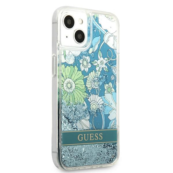 Guess GUHCP13SLFLSN iPhone 13 mini 5.4&quot; green/green hardcase Flower Liquid Glitter