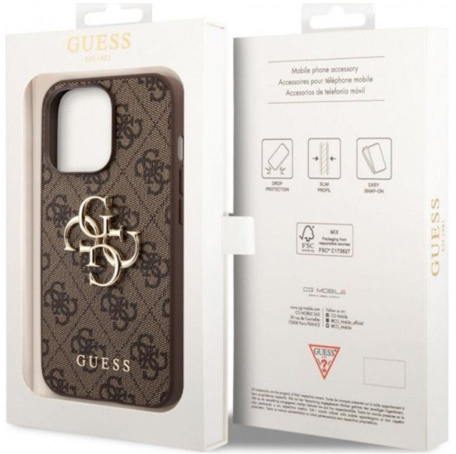 Guess GUHCP14X4GMGBR iPhone 14 Pro Max 6,7" brązowy/brown hardcase 4G Big Metal Logo