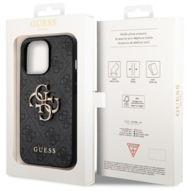 Guess 4G Big Metal Logo Case for iPhone 14 Pro - Gray