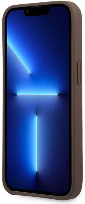 Guess 4G Big Metal Logo Case for iPhone 14 Pro - Brown