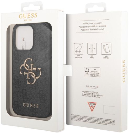 Guess GUHCP15L4GMGGR iPhone 15 Pro 6.1" gray/gray hardcase 4G Big Metal Logo