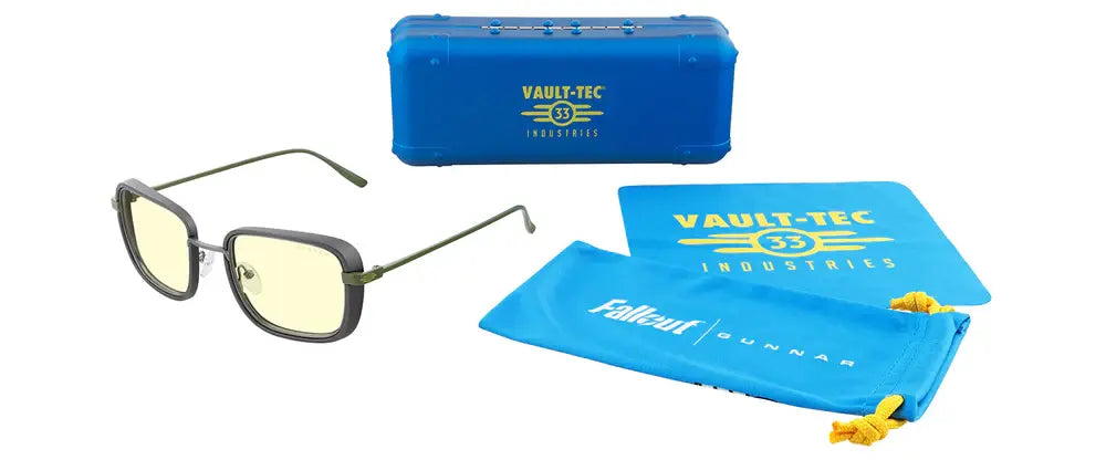 GUNNAR Fallout Vault 33 Gunmetal/Olive - Amber Gaming Glasses