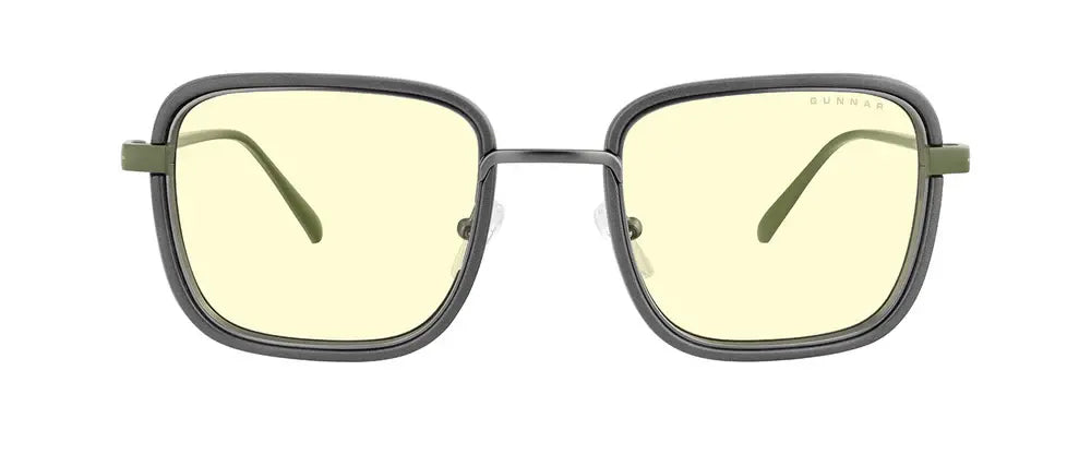 GUNNAR Fallout Vault 33 Gunmetal/Olive - Amber Gaming Glasses