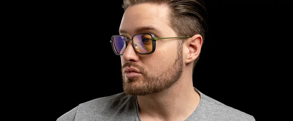 GUNNAR Fallout Vault 33 Gunmetal/Olive - Amber Gaming Glasses