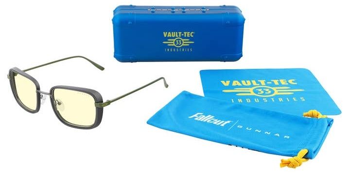 GUNNAR Fallout Vault 33 Gunmetal/Olive - Clear Gaming Glasses