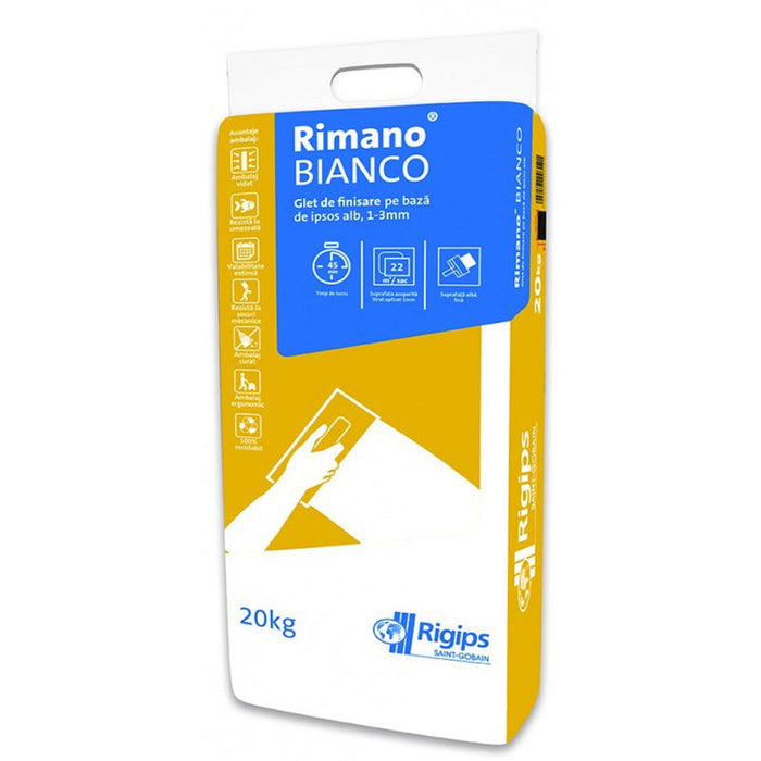 GYPSUM PUTTY RIGIPS RIMANO BIANKO from 1 to 5MM 20KG - Гипс и шпакловки<<<Сухи строителни смеси<<<Строителни