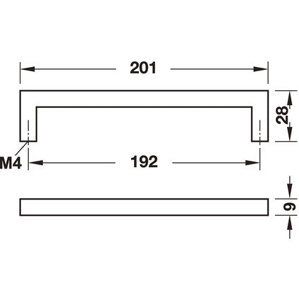 FURNITURE HANDLE STAINLESS STEEL 192 MM HAEFELE