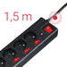 Hama 6-socket surge protector strip 1.4m with switches - black - Cables and tapes<<<HurtelXML