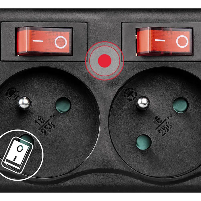 Hama 6-socket surge protector strip 1.4m with switches - black - Cables and tapes<<<HurtelXML