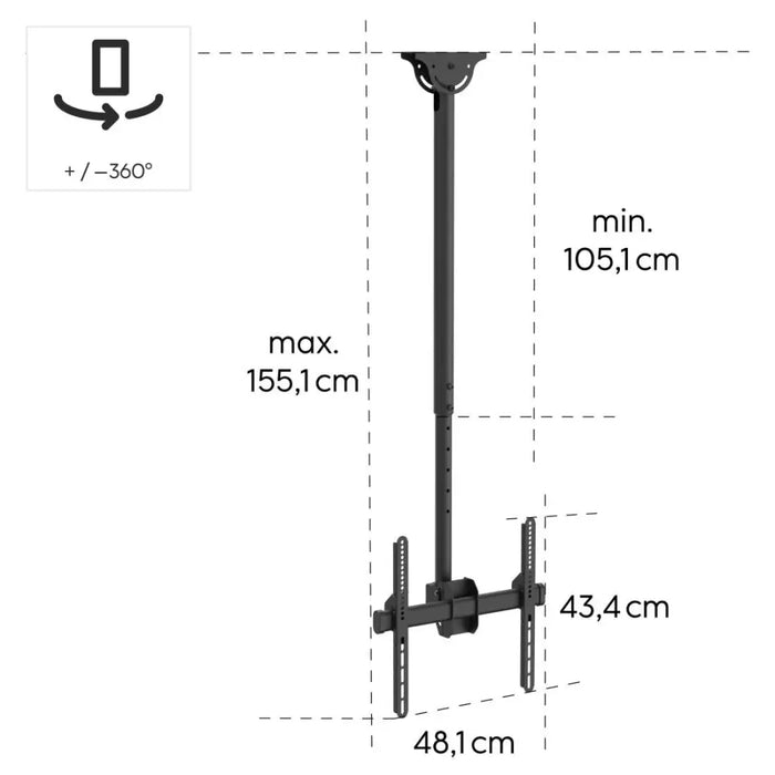 Hama TV Ceiling Mount Swivel Tilt 165cm (65’’) up to 50kg 220878 - Стойки за TV и високоговорители<<<TV Видео и
