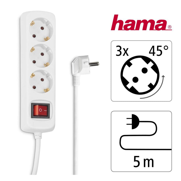 HAMA power strip, 3 sockets, 5m, 108815