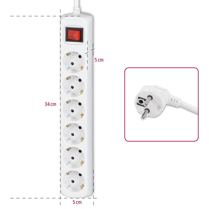 HAMA power strip, 6 sockets, 5m, 108833