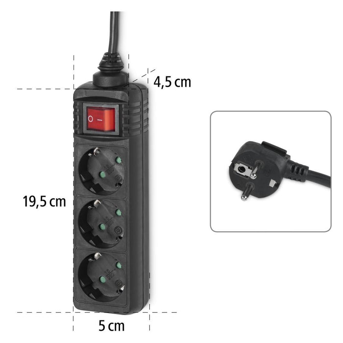 HAMA 108835 power strip, 3 sockets, 108835