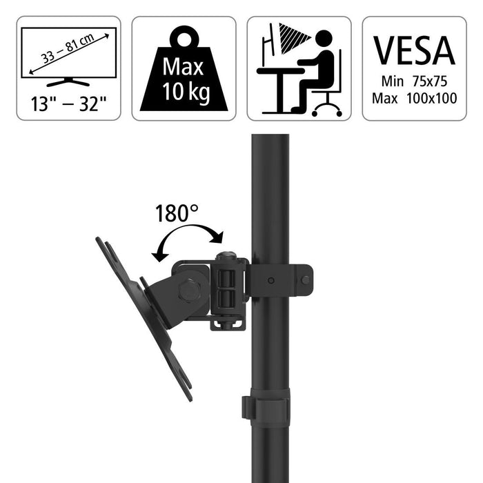 HAMA Desk Monitor Stand Adjustable, 13" - 32", 10 kg, Swivel/Tilt, Black