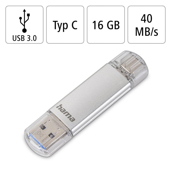 USB memory stick HAMA Type USB-C/ USB-A 3.0 Laeta, 16GB, 40Mb/s