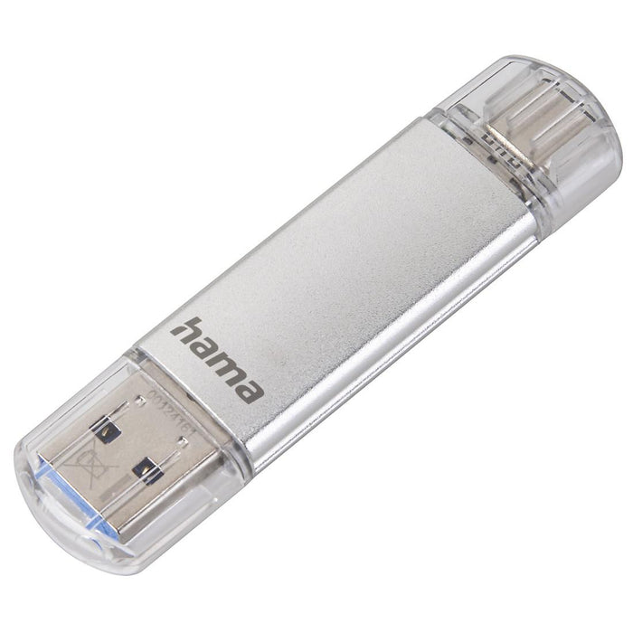 USB memory stick HAMA Type USB-C/USB-A 3.0 Laeta, 32GB, 40 MB/s, silver