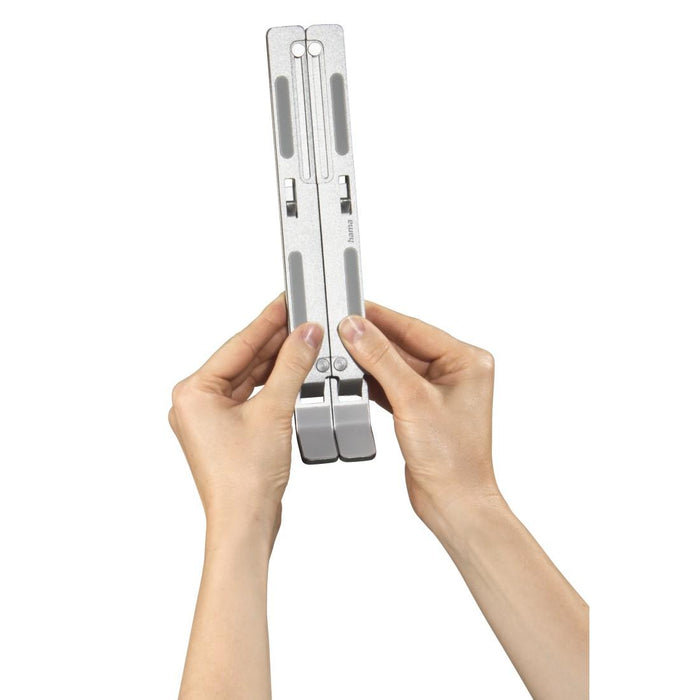 HAMA "Aluminium" laptop stand, folding, tilting, up to 39 cm (15.4"), silver