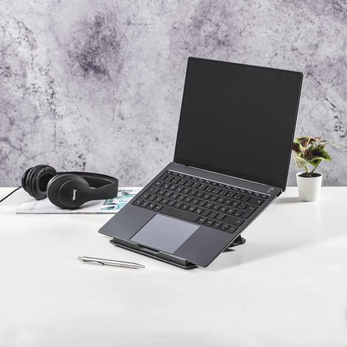HAMA Laptop stand "Metal", 4-position tilt, foldable, up to 40 cm (15.6"), gray