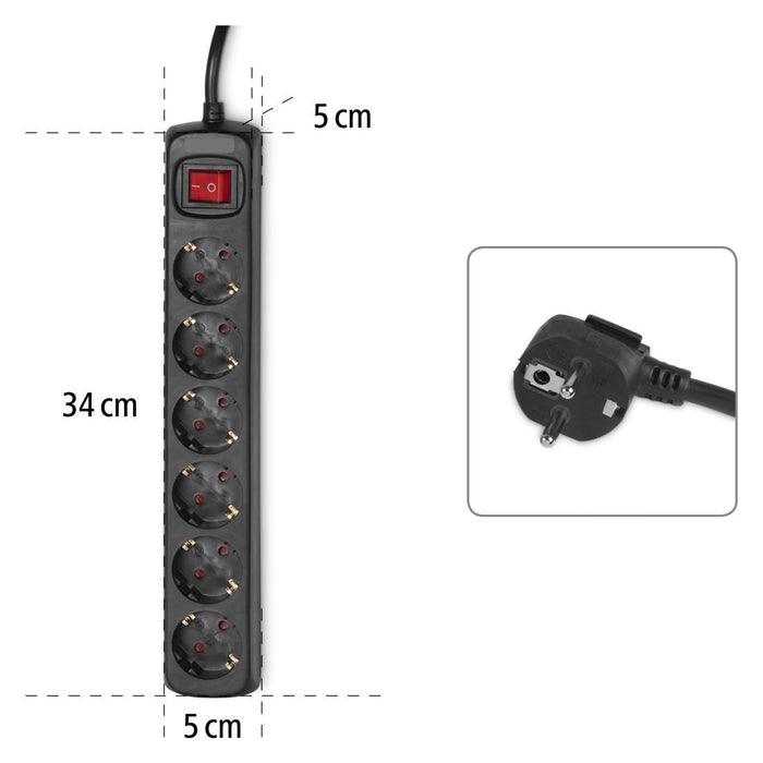 Power strip with 6 sockets HAMA, 5m, 137266