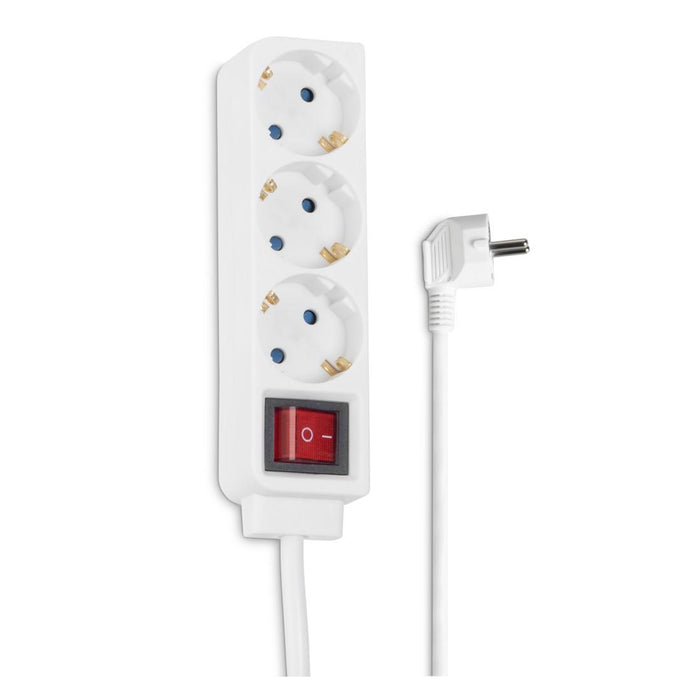 HAMA 3-socket power strip, 1.4m, white with on/off button.