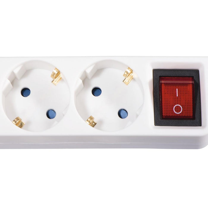 HAMA 3-socket power strip, 1.4m, white with on/off button.