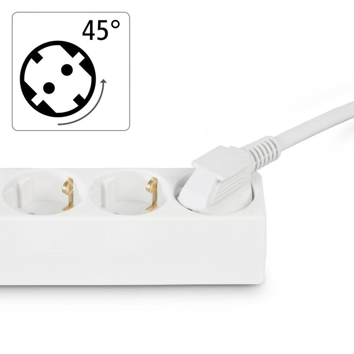 HAMA 3-socket power strip, 1.4m, white with on/off button.