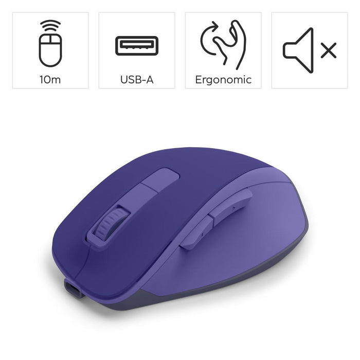 HAMA Wireless optical mouse WM-500 Recharge, 6 buttons, 800/1200/1600 dpi, silent, purple