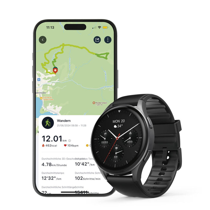 Hama 8900 GPS AMOLED Smartwatch 1.43" with Silicone Strap - Black