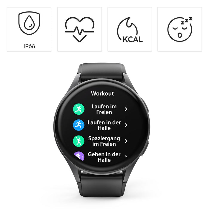 Hama 8900 GPS AMOLED Smartwatch 1.43" with Silicone Strap - Black