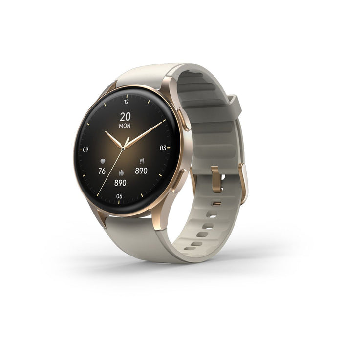 Hama 8900 GPS AMOLED Smartwatch 1.32" with Beige Silicone Strap - Gold