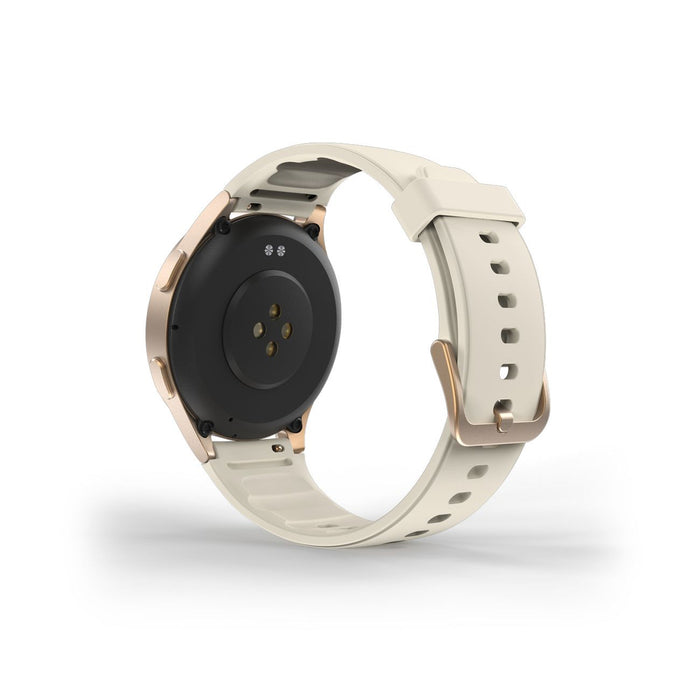 Hama 8900 GPS AMOLED Smartwatch 1.32" with Beige Silicone Strap - Gold