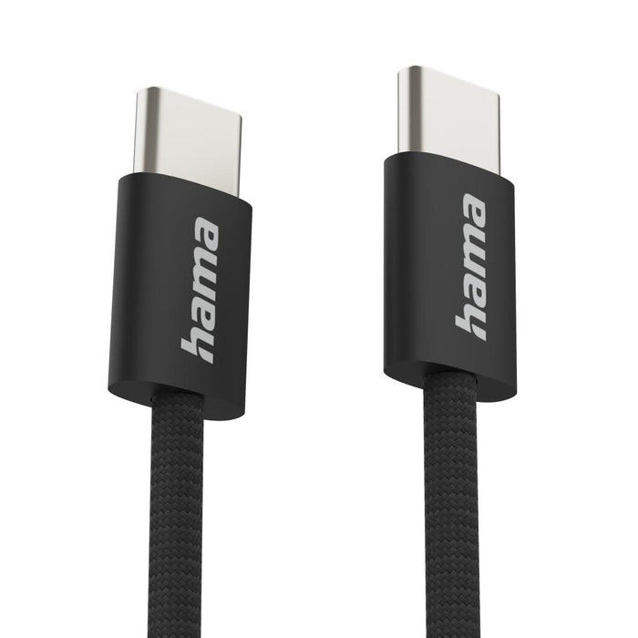 HAMA "Fabric" charging cable, USB-C - USB-C, 1 m, Nylon, black