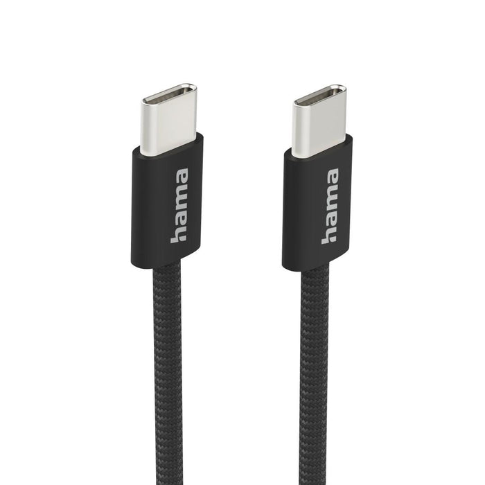 HAMA "Fabric" charging cable, USB-C - USB-C, 1 m, Nylon, black