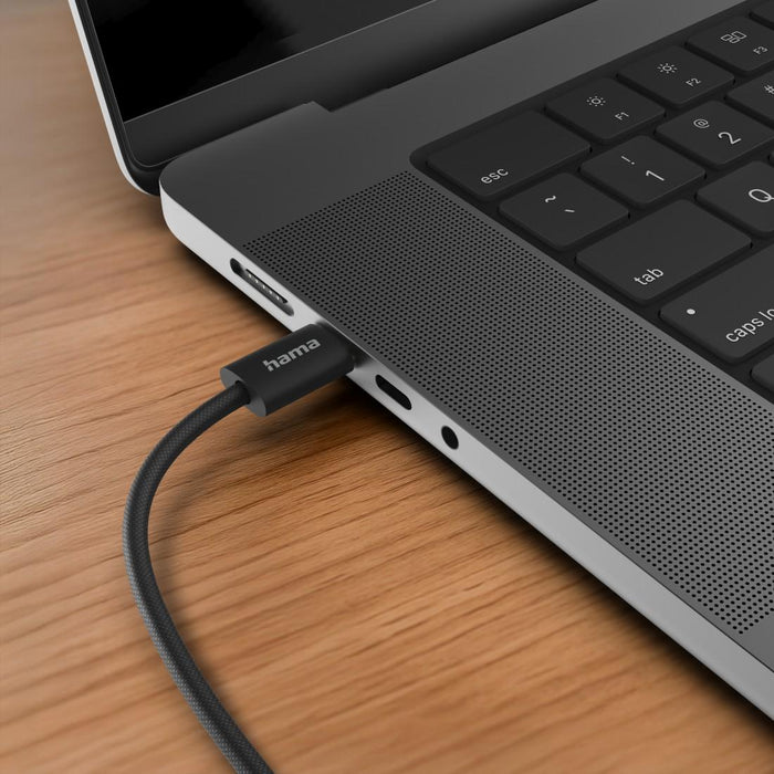 HAMA "Fabric" charging cable, USB-C - USB-C, 1 m, Nylon, black