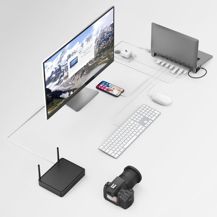 Docking station 9 in 1 HAMA, 4 x USB-A, USB-C, HDMI, LAN, SD, microSD, Gray