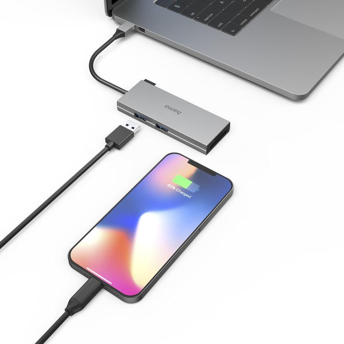 6-port hub USB-C, 2 x USB-A, USB-C, HDMI, SD, microSD
