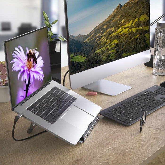 Hama "Connect2Office Stand" USB-C docking station, Laptop stand, 12 ports