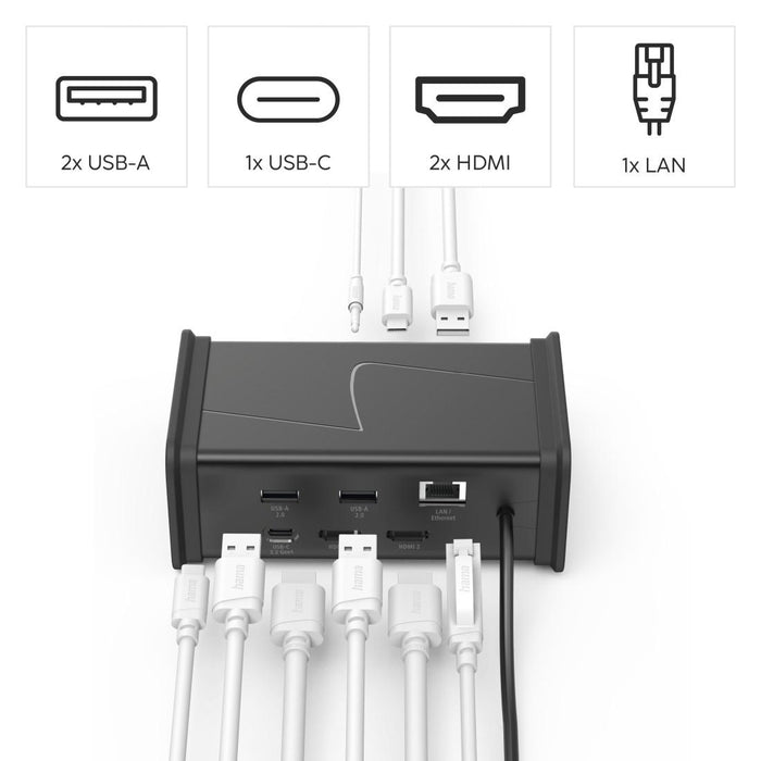 HAMA Docking station USB-C "Connect2Office Black", 9 ports, 2x HDMI™, USB-A, USB-C, LAN