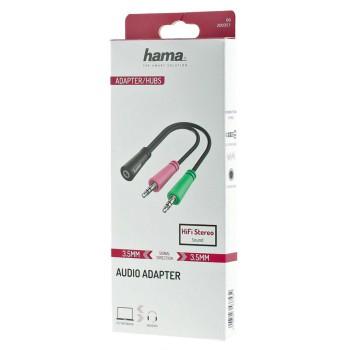 Jack adapter HAMA, 3.5 mm jack female - 2 x 3.5 mm jack male, 10cm