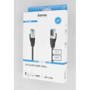 Network patch cable HAMA S/FTP, CAT 6a, RJ-45 - RJ-45, 10Gbit/s, 1.5 m, Black