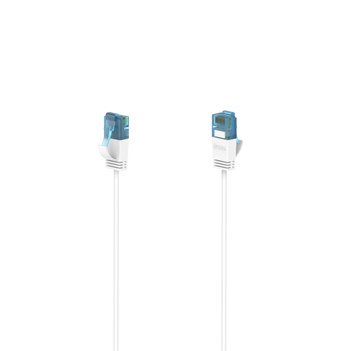 Network cable HAMA Flexi-Slim, U/UTP CAT 6a, 10 Gbit/s, RJ-45 - RJ45, 1.50 m, White