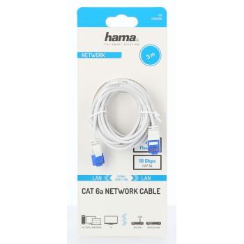 Network cable HAMA Flexi-Slim, U/UTP CAT 6a, 10 Gbit/s, RJ-45 - RJ45, 3.0 m, White