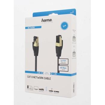 Network patch cable HAMA S/FTP, CAT 8, RJ-45 - RJ-45, 40Gbit/s, 3.0 m, Halogen-free, Black
