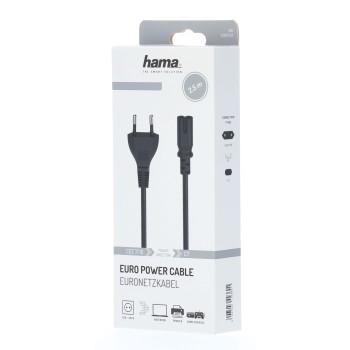 Power cable HAMA Euro Plug, 2-Pin(IEC C7) female, 2.5 m, Black