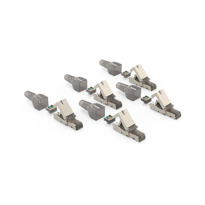 HAMA Network connector set, CAT 6a, 10 Gbit/s, shielded, tool-free installation, 5 pcs
