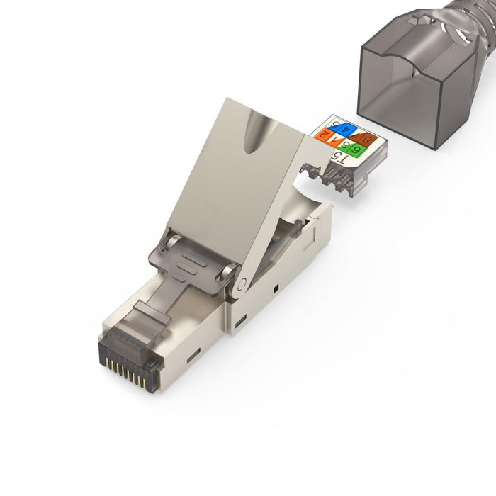 HAMA Network connector set, CAT 6a, 10 Gbit/s, shielded, tool-free installation, 5 pcs