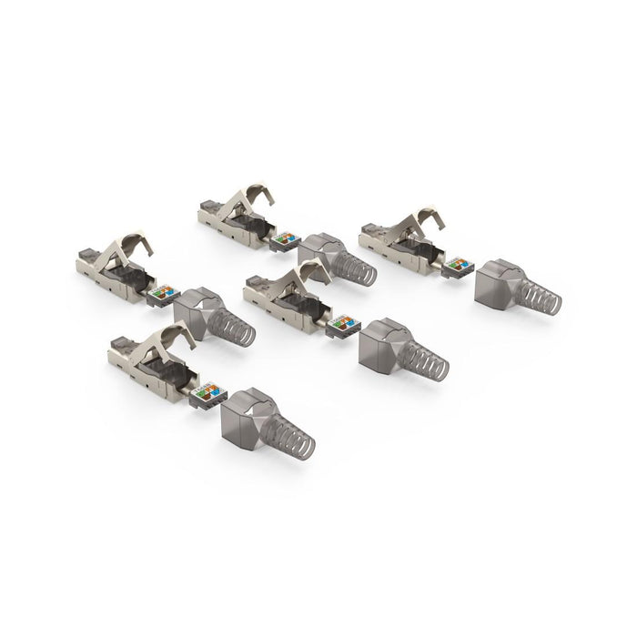 HAMA Network connector set, CAT 6a, 10 Gbit/s, shielded, tool-free installation, 5 pcs